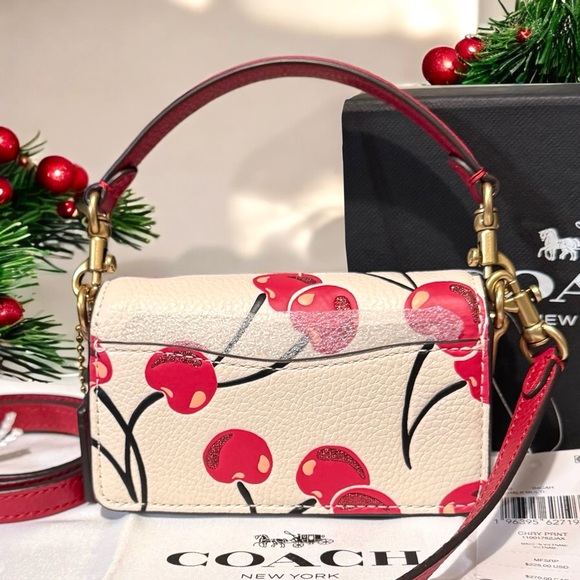 🚫SOLD🚫 Coach Tabby 12 Cherry Print and Coach Cherry Charm Collectible + Gift Box - Picture 5 of 17